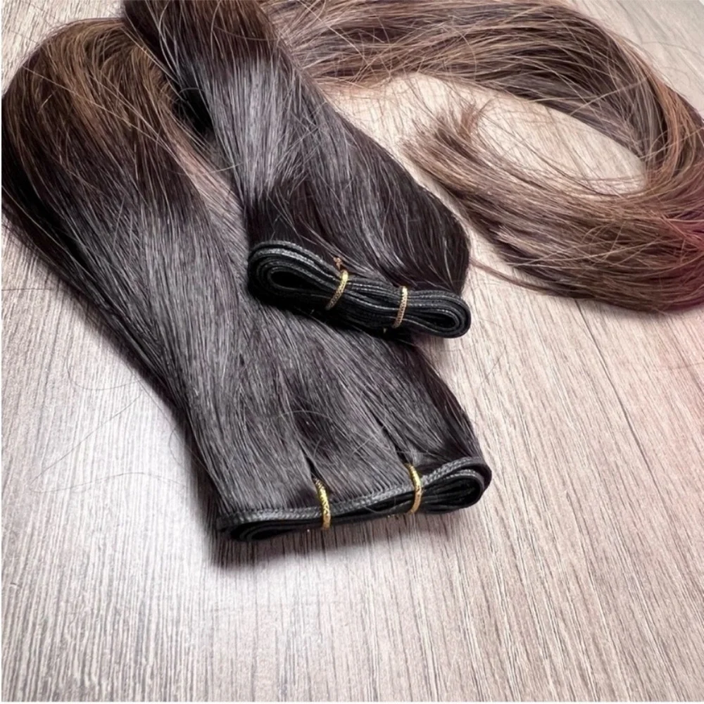 Goo Goo Dark Brown Chestnut Balayage Human Hair 20 Inch Sew In Hair Extensions